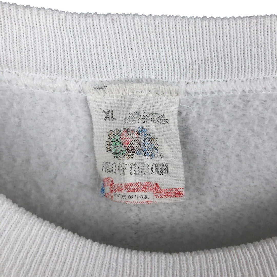 Vintage 1980'S Fruit of the Loom Leonard Duran III print sweatshirt, Made in USA, Men's XL cotton white type Vintage Second Hand