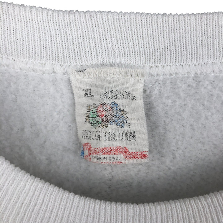 Vintage 1980'S Fruit of the Loom Leonard Duran III print sweatshirt, Made in USA, Men's XL cotton white type Vintage Second Hand