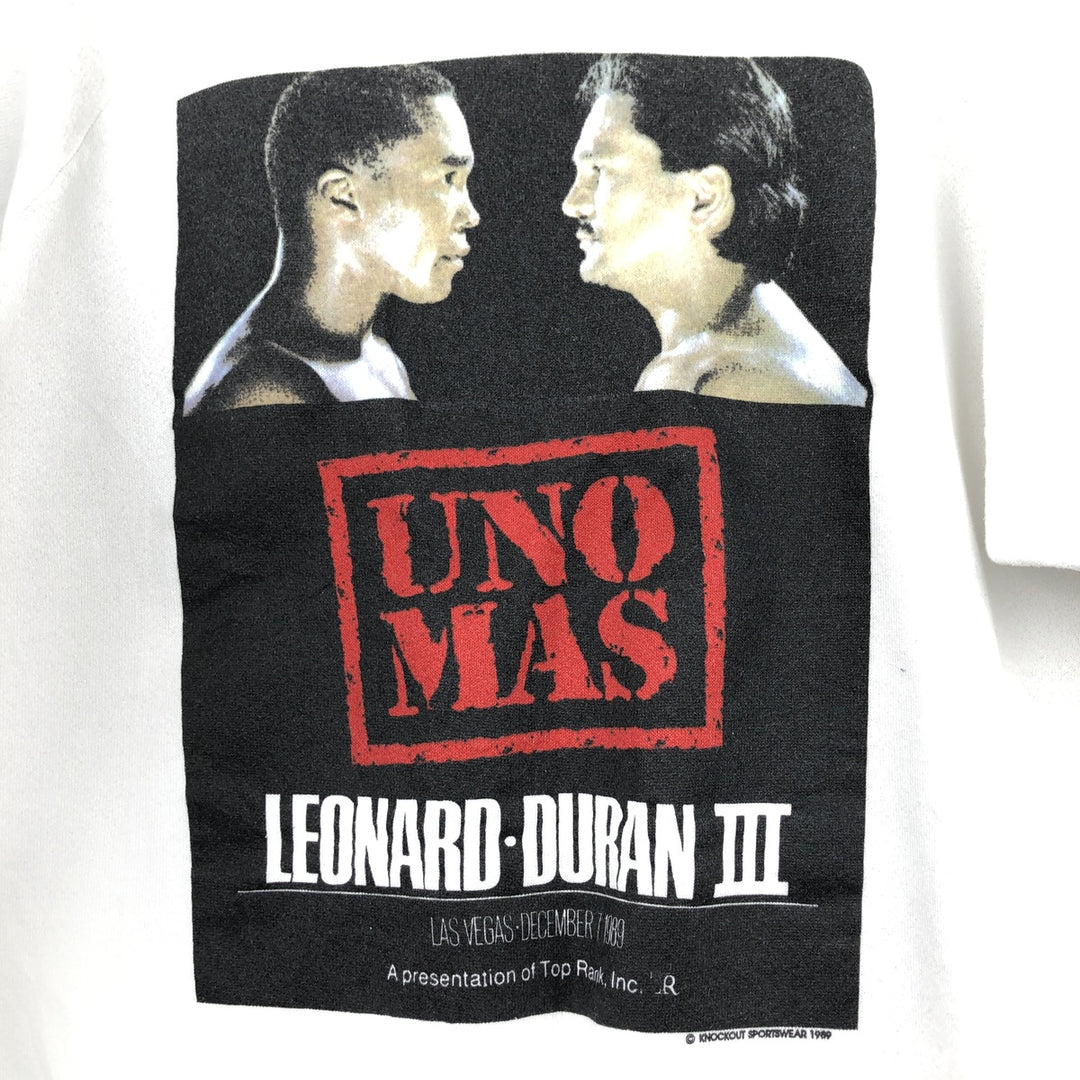 Vintage 1980'S Fruit of the Loom Leonard Duran III print sweatshirt, Made in USA, Men's XL cotton white type Vintage Second Hand