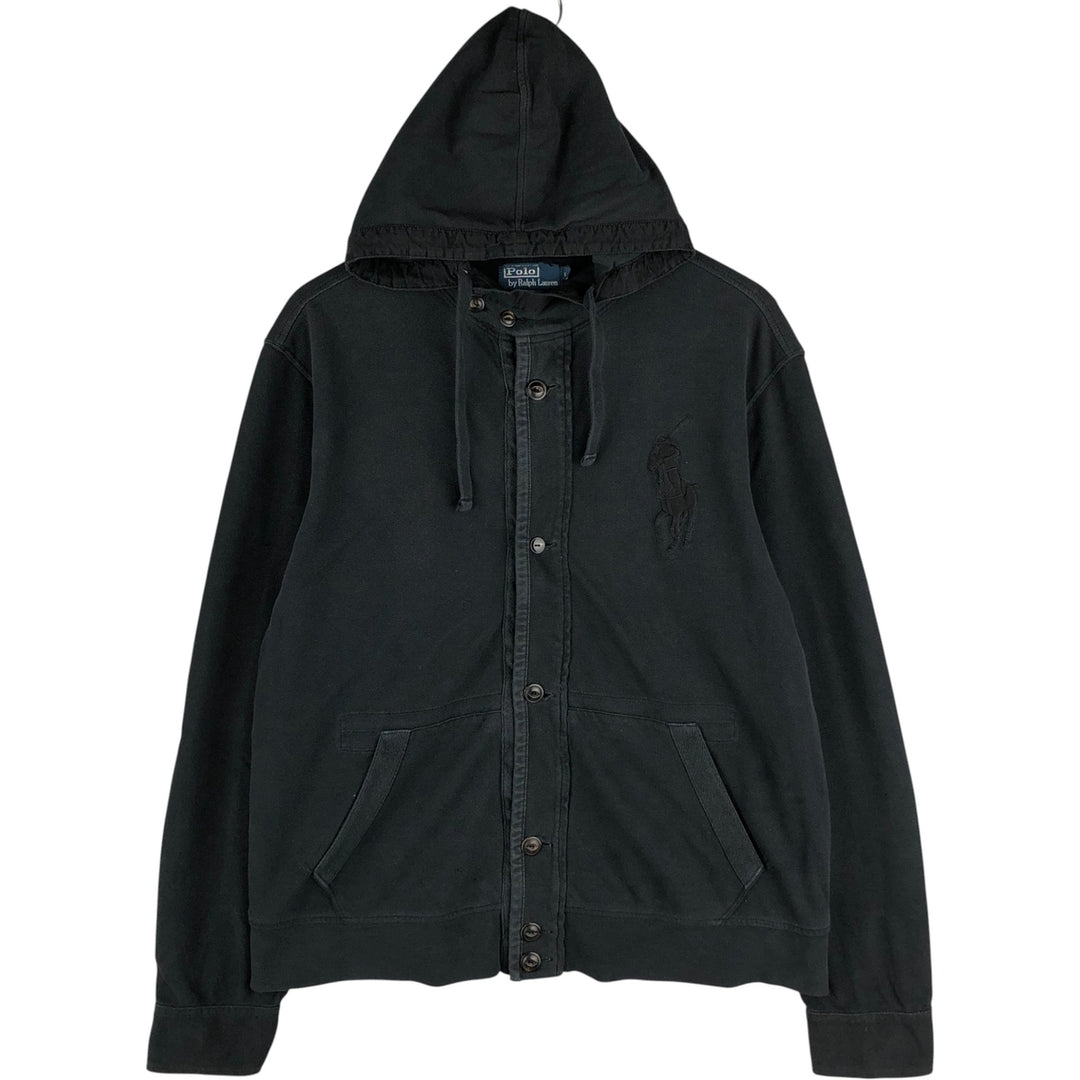 Ralph Lauren POLO by Ralph Lauren Big Pony Sweat Full Zip Hoodie Men's L size cotton black type Vintage Second Hand