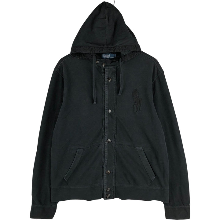 Ralph Lauren POLO by Ralph Lauren Big Pony Sweat Full Zip Hoodie Men's L size cotton black type Vintage Second Hand