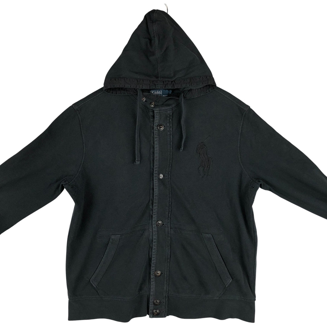 Ralph Lauren POLO by Ralph Lauren Big Pony Sweat Full Zip Hoodie Men's L size cotton black type Vintage Second Hand