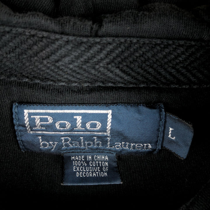 Ralph Lauren POLO by Ralph Lauren Big Pony Sweat Full Zip Hoodie Men's L size cotton black type Vintage Second Hand