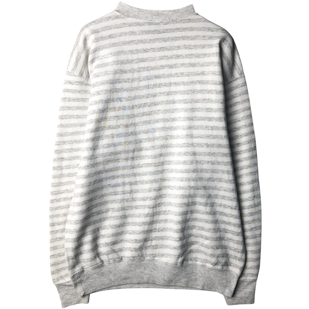 90'S H.L. Miller University of North Carolina Striped Pattern College Character Sweatshirt, Made in USA, Men's Size L polyester gray type Vintage Second Hand
