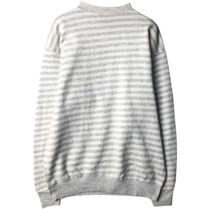 90'S H.L. Miller University of North Carolina Striped Pattern College Character Sweatshirt, Made in USA, Men's Size L polyester gray type Vintage Second Hand