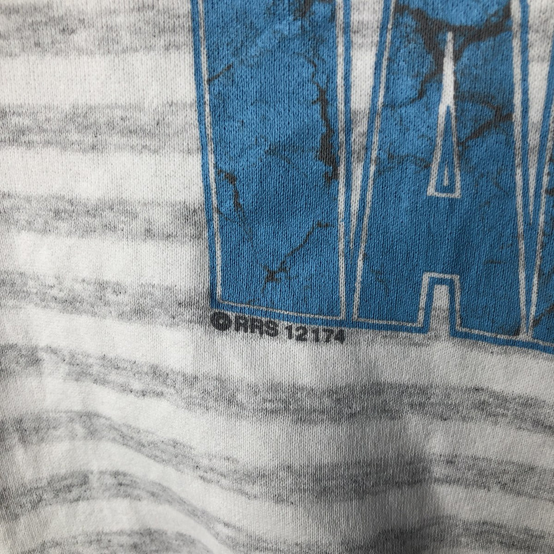 90'S H.L. Miller University of North Carolina Striped Pattern College Character Sweatshirt, Made in USA, Men's Size L polyester gray type Vintage Second Hand