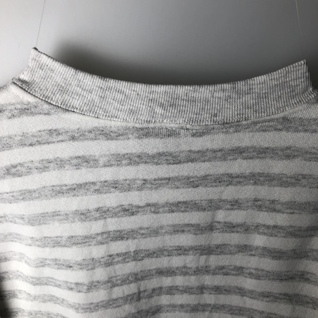 90'S H.L. Miller University of North Carolina Striped Pattern College Character Sweatshirt, Made in USA, Men's Size L polyester gray type Vintage Second Hand