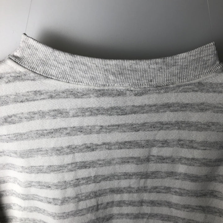 90'S H.L. Miller University of North Carolina Striped Pattern College Character Sweatshirt, Made in USA, Men's Size L polyester gray type Vintage Second Hand