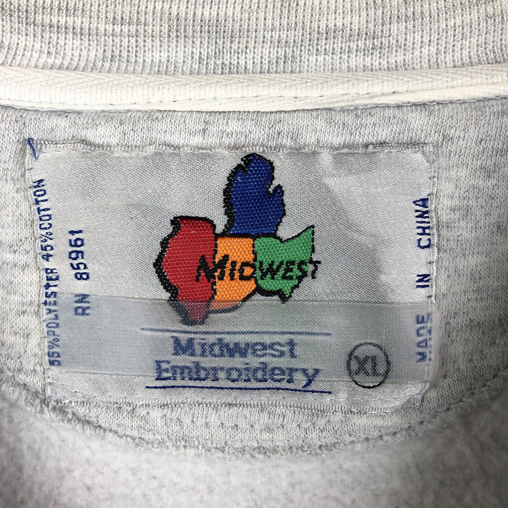 Midwest Embroidery WISCONSIN University of Wisconsin College Character Sweatshirt, Men's XL polyester gray type Vintage Second Hand