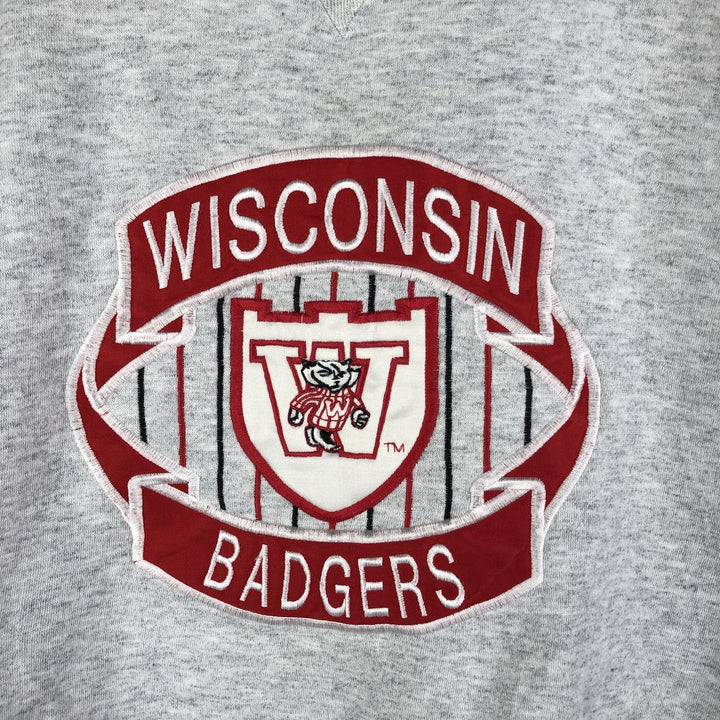 Midwest Embroidery WISCONSIN University of Wisconsin College Character Sweatshirt, Men's XL polyester gray type Vintage Second Hand