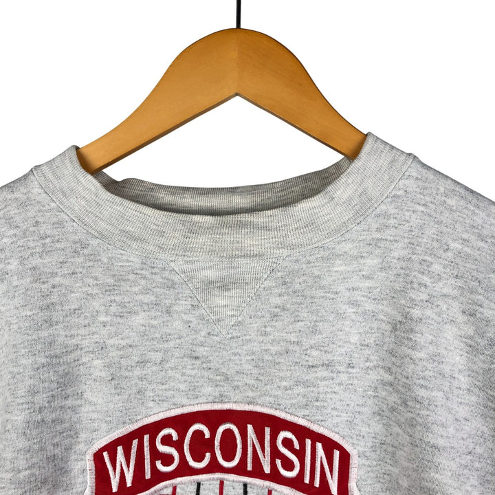 Midwest Embroidery WISCONSIN University of Wisconsin College Character Sweatshirt, Men's XL polyester gray type Vintage Second Hand