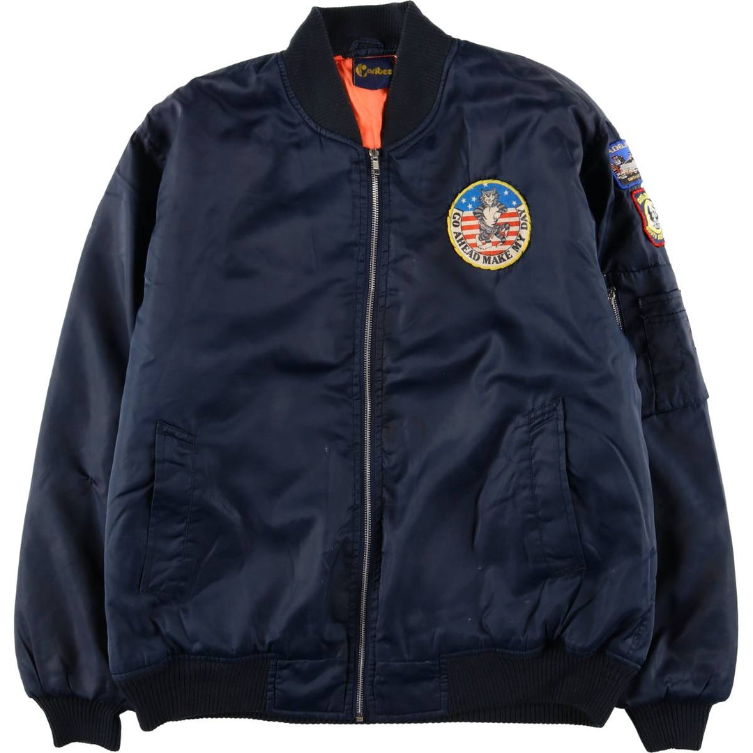 Civilian Caribee MA-1 Style Military Flight Jacket, Men's XXL, Vintage Nylon navy blue type Vintage Second Hand