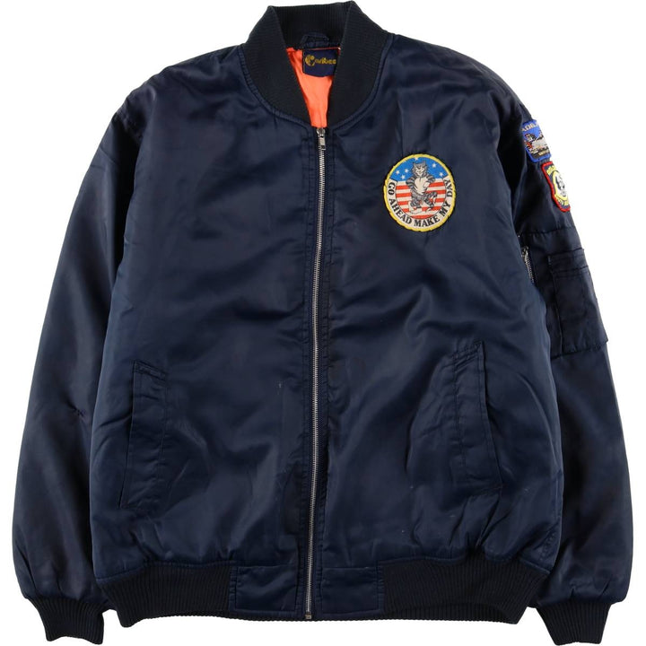 Civilian Caribee MA-1 Style Military Flight Jacket, Men's XXL, Vintage Nylon navy blue type Vintage Second Hand