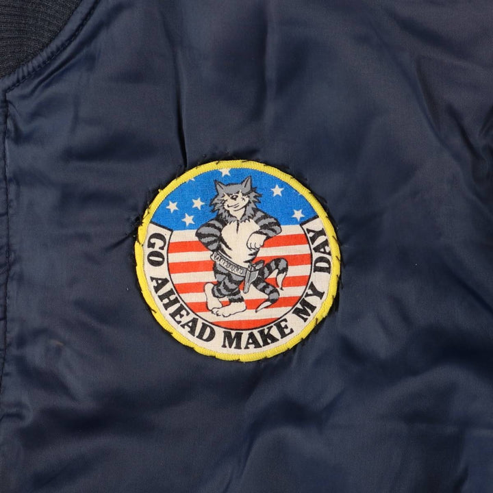 Civilian Caribee MA-1 Style Military Flight Jacket, Men's XXL, Vintage Nylon navy blue type Vintage Second Hand