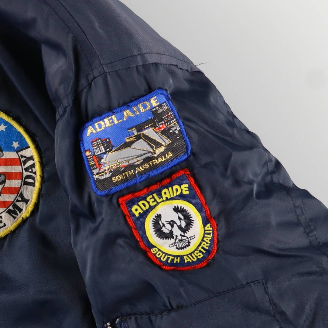 Civilian Caribee MA-1 Style Military Flight Jacket, Men's XXL, Vintage Nylon navy blue type Vintage Second Hand