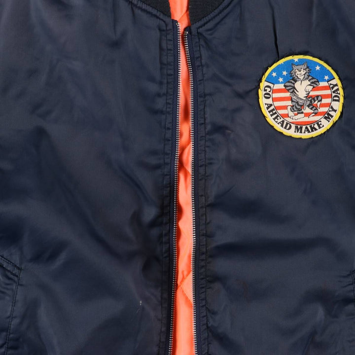 Civilian Caribee MA-1 Style Military Flight Jacket, Men's XXL, Vintage Nylon navy blue type Vintage Second Hand