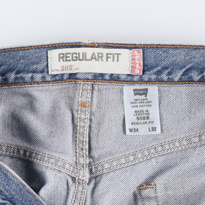 Levi's 505 REGULAR FIT tapered denim pants for men, size w34 cotton Blue type light blue Vintage Second Hand