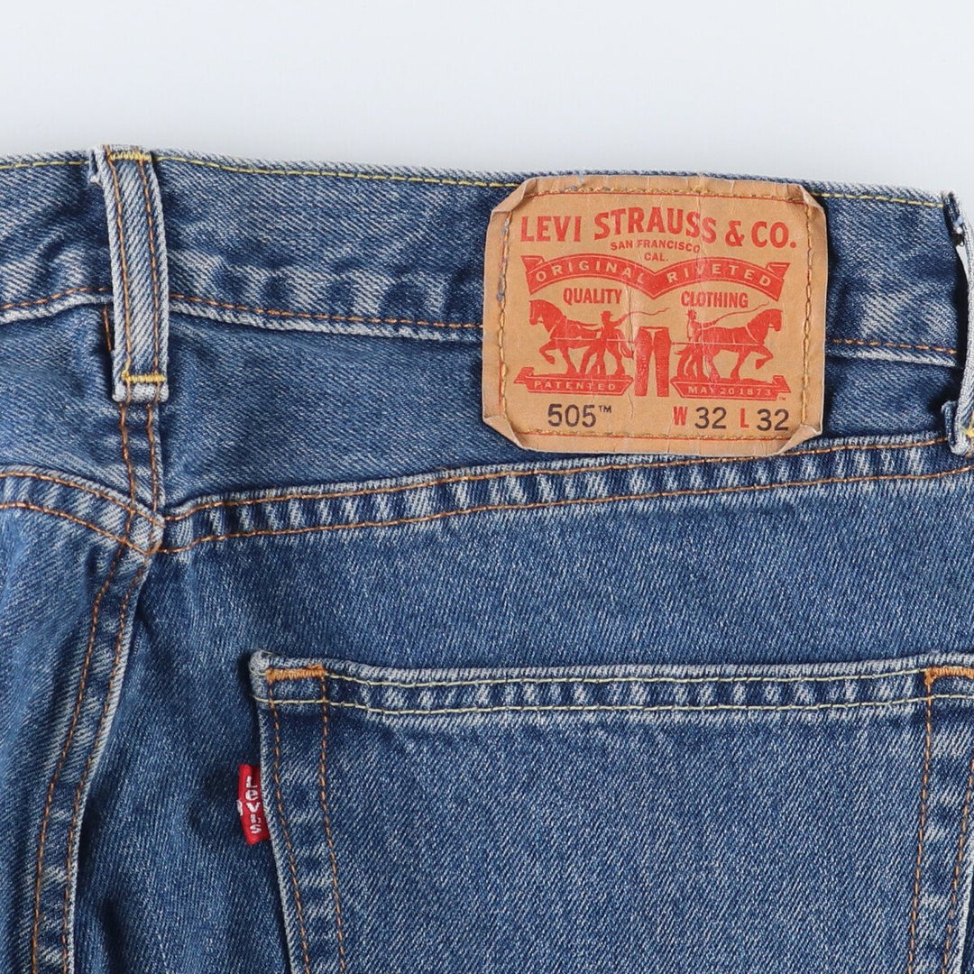 Levi's 505 tapered denim pants for men, equivalent to w32 cotton blue type Vintage Second Hand