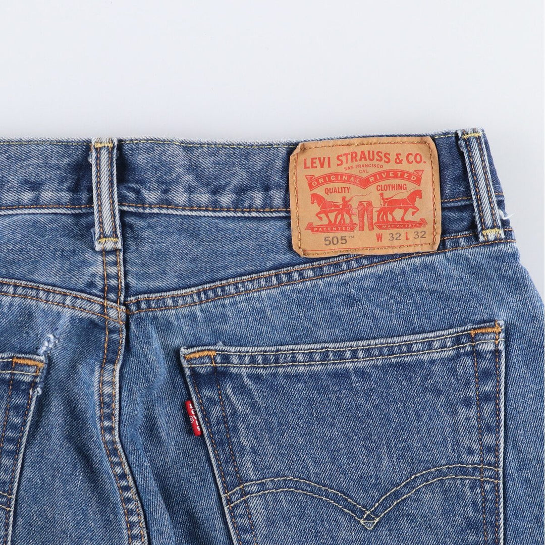 Levi's 505 tapered denim pants for men, equivalent to w35 cotton blue type Vintage Second Hand