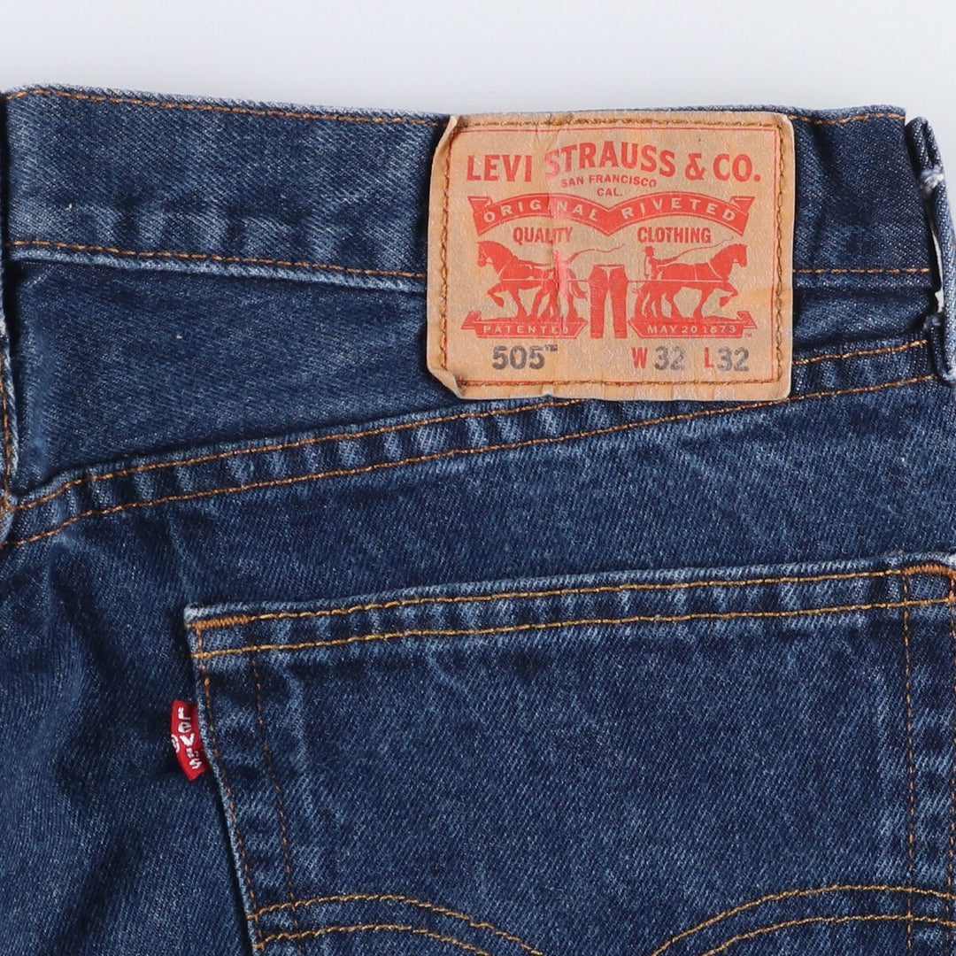 Levi's 505 tapered denim pants for men, size W33 cotton blue type Vintage Second Hand