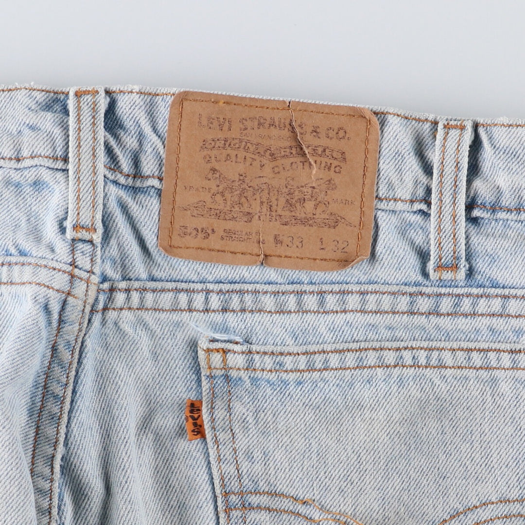 90'S Levi's 505 REGULAR FIT STRAIGHT LEG Orange Tab Tapered Denim Pants Men's W33 Vintage unclear Blue type light blue Vintage Second Hand