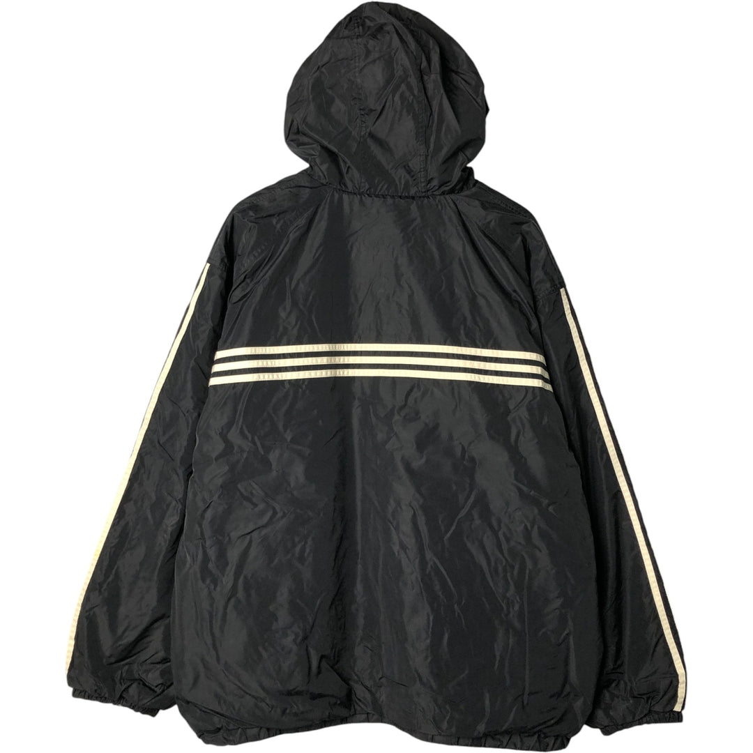 Vintage 90'S adidas reversible padded puffer jacket with back logo, size XL, men's Nylon black type Vintage Second Hand