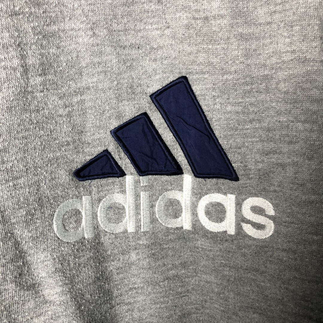 Vintage 90'S adidas reversible back logo padded hoodie/puffer jacket, size L, men's Nylon navy blue type Vintage Second Hand
