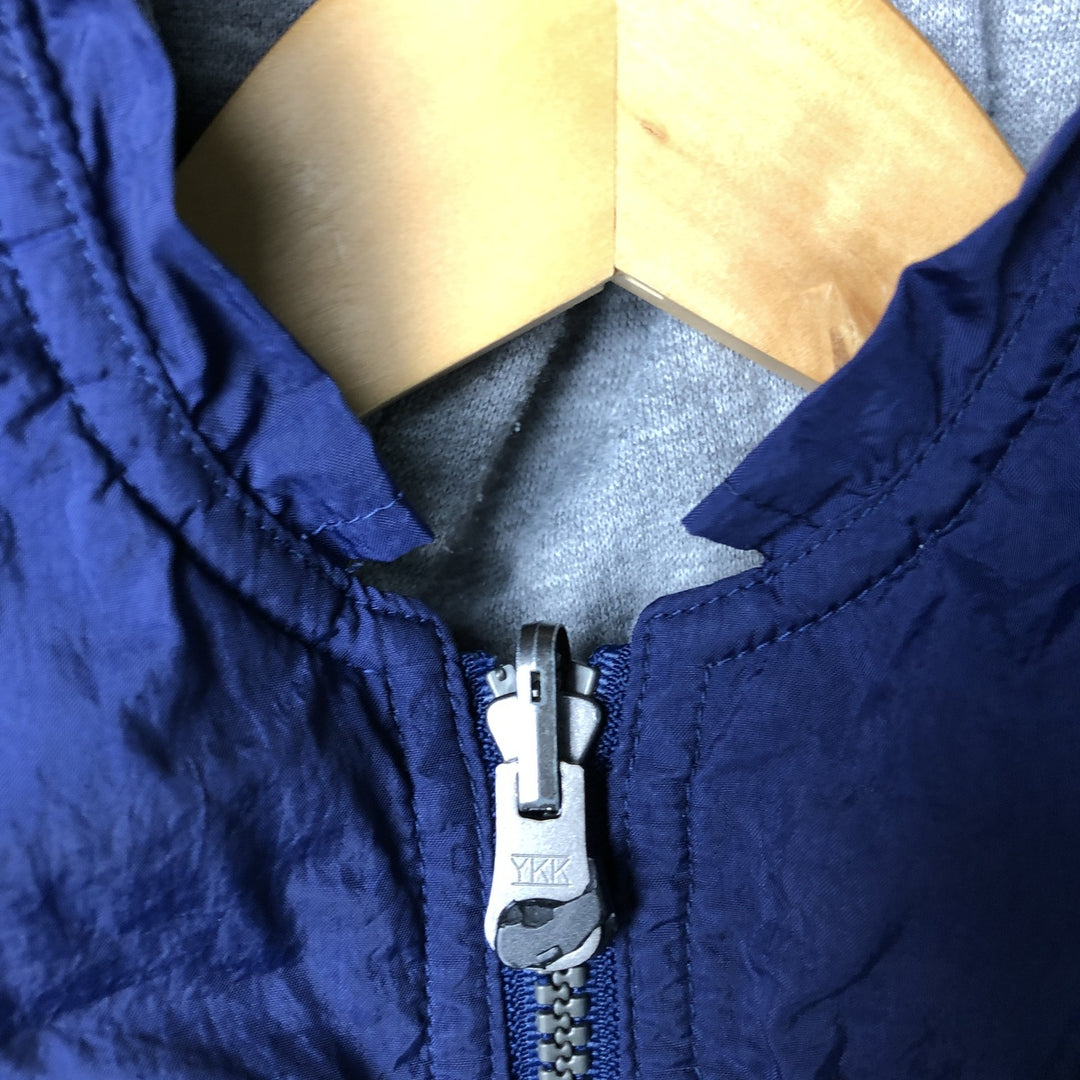 Vintage 90'S adidas reversible back logo padded hoodie/puffer jacket, size L, men's Nylon navy blue type Vintage Second Hand