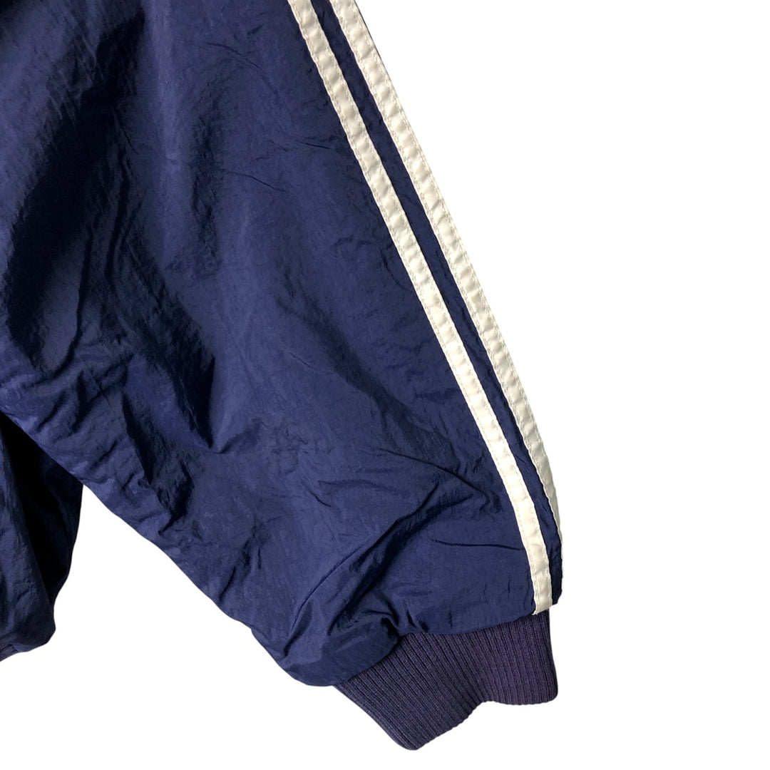 Vintage 90'S adidas reversible back logo padded hoodie/puffer jacket, size L, men's Nylon navy blue type Vintage Second Hand