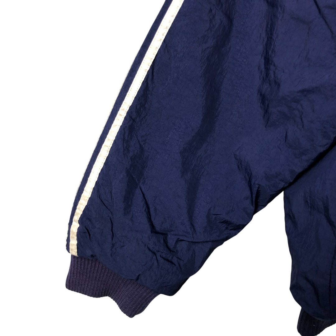 Vintage 90'S adidas reversible back logo padded hoodie/puffer jacket, size L, men's Nylon navy blue type Vintage Second Hand