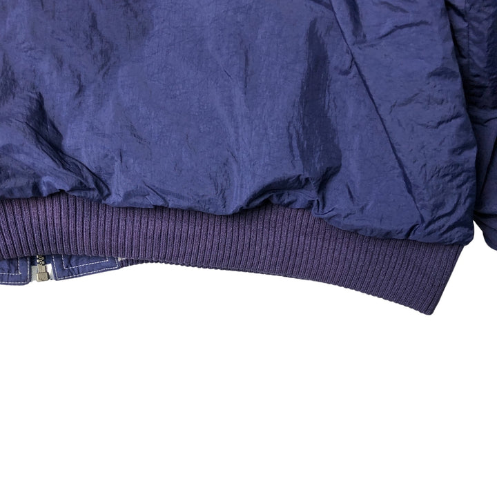 Vintage 90'S adidas reversible back logo padded hoodie/puffer jacket, size L, men's Nylon navy blue type Vintage Second Hand