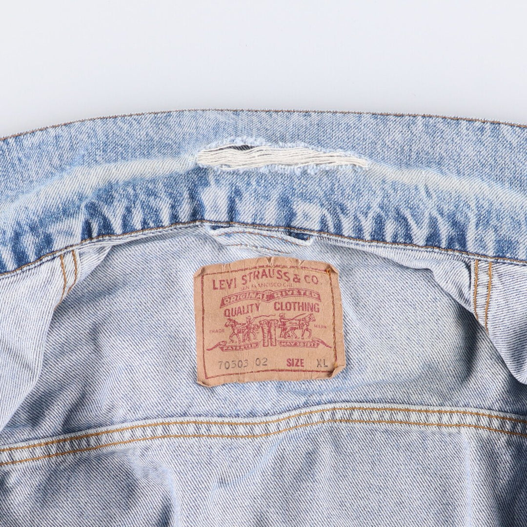 90'S Levi's 70503-0216 Denim Jacket, Men's Size XL, Vintage cotton blue type Vintage Second Hand