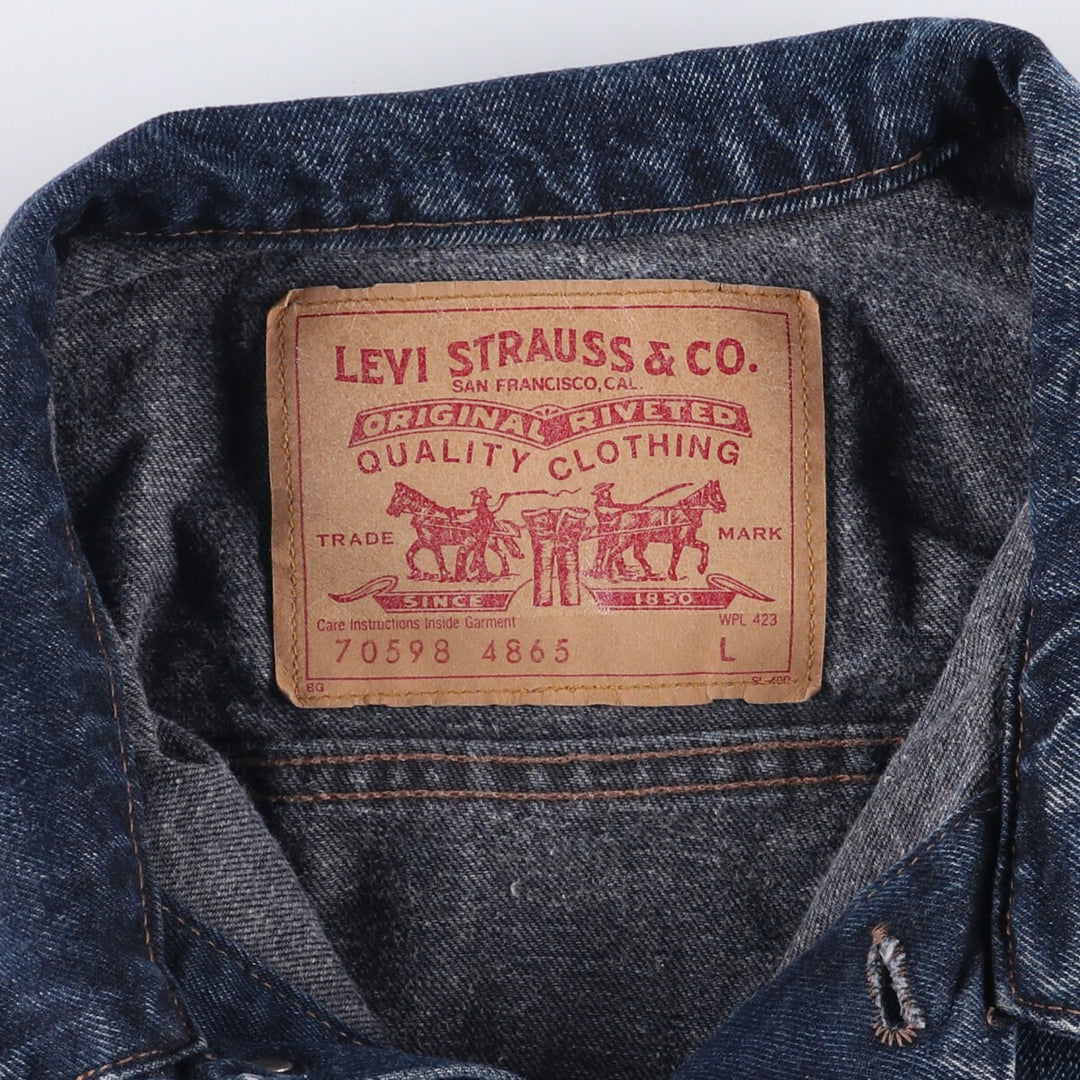 90'S Levi's 70598-4865 Chemical Wash Denim Jacket, Men's Size L, Vintage unclear blue type Vintage Second Hand