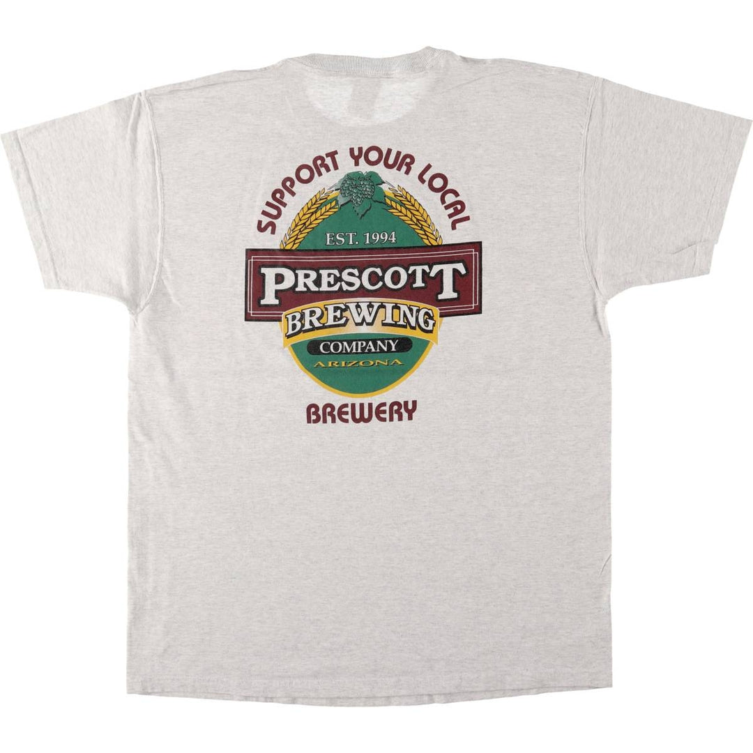 Fruit of the Loom Prescott Brewing Company Advertising T-Shirt, Men's XL OTHER FIBER pale white type Vintage Second Hand