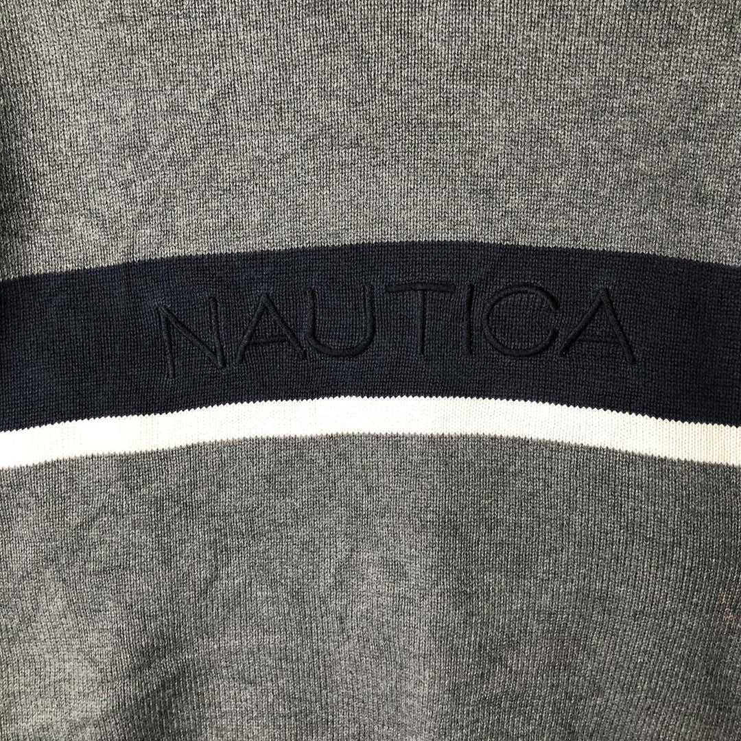 2000'S Nautica Cotton Knit Sweater, Men's Size L cotton gray type Vintage Second Hand