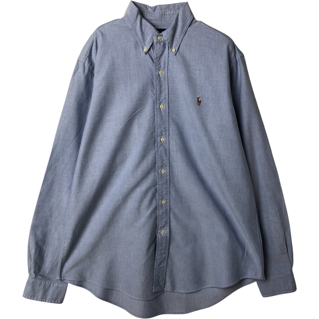 Ralph Lauren CUSTOM FIT long sleeve button down shirt, men's size L cotton blue type Vintage Second Hand