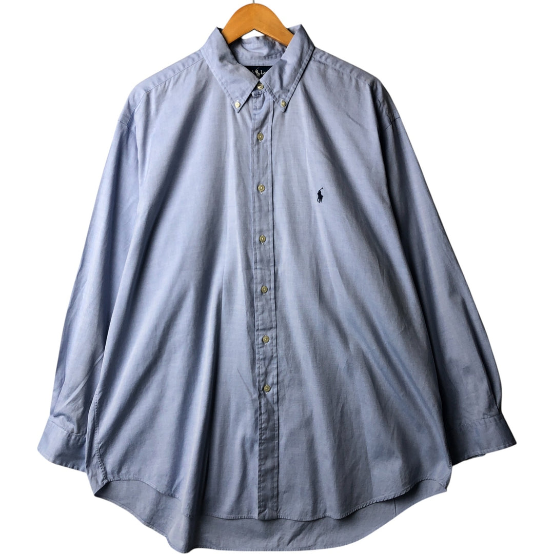 Ralph Lauren YARMOUTH long sleeve button down shirt, men's XL size cotton Blue type light blue Vintage Second Hand