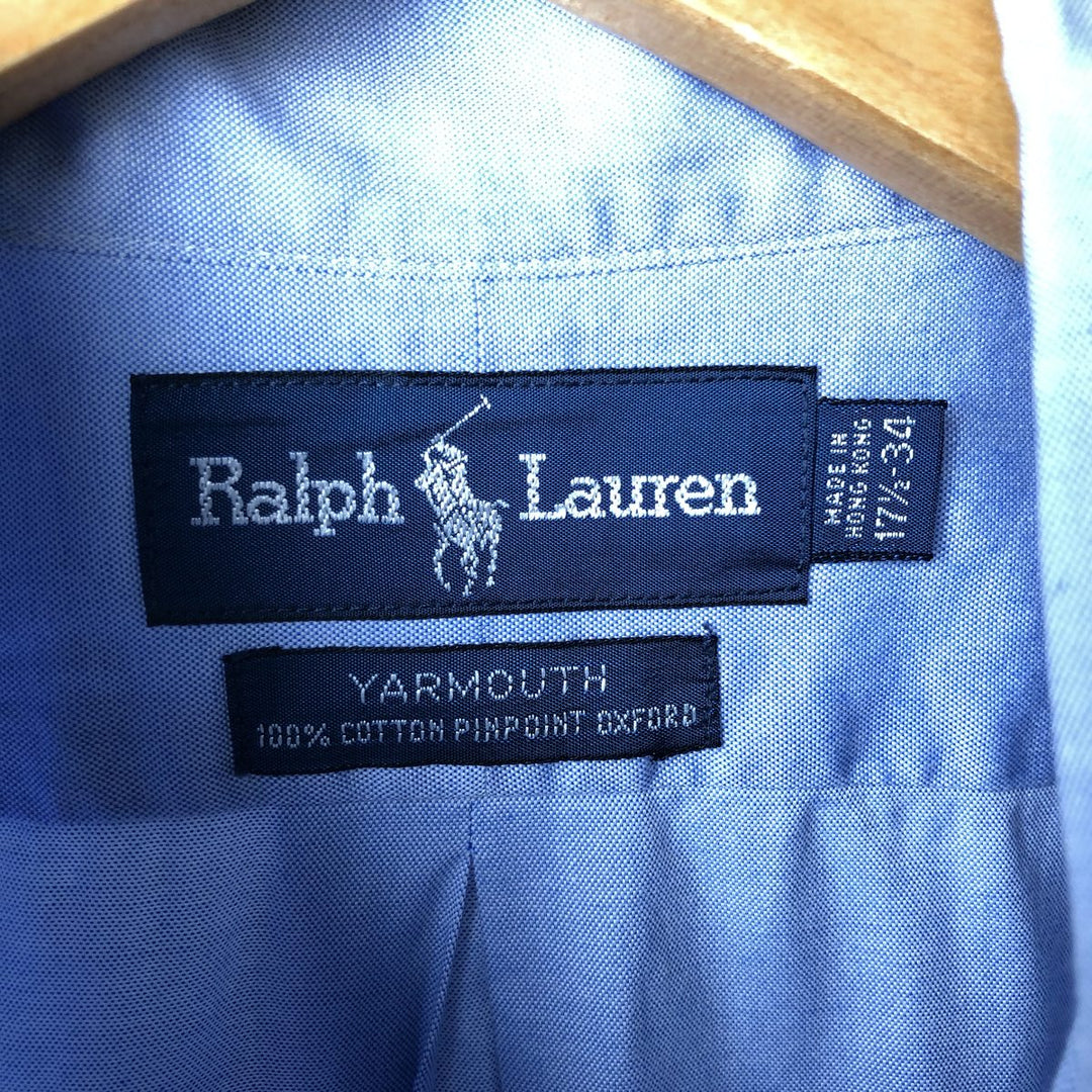 Ralph Lauren YARMOUTH long sleeve button down shirt, men's XL size cotton Blue type light blue Vintage Second Hand
