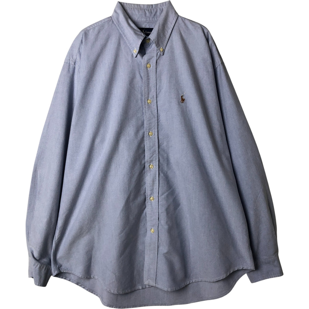 Ralph Lauren YARMOUTH long sleeve button down shirt, men's XL size cotton Blue type light blue Vintage Second Hand