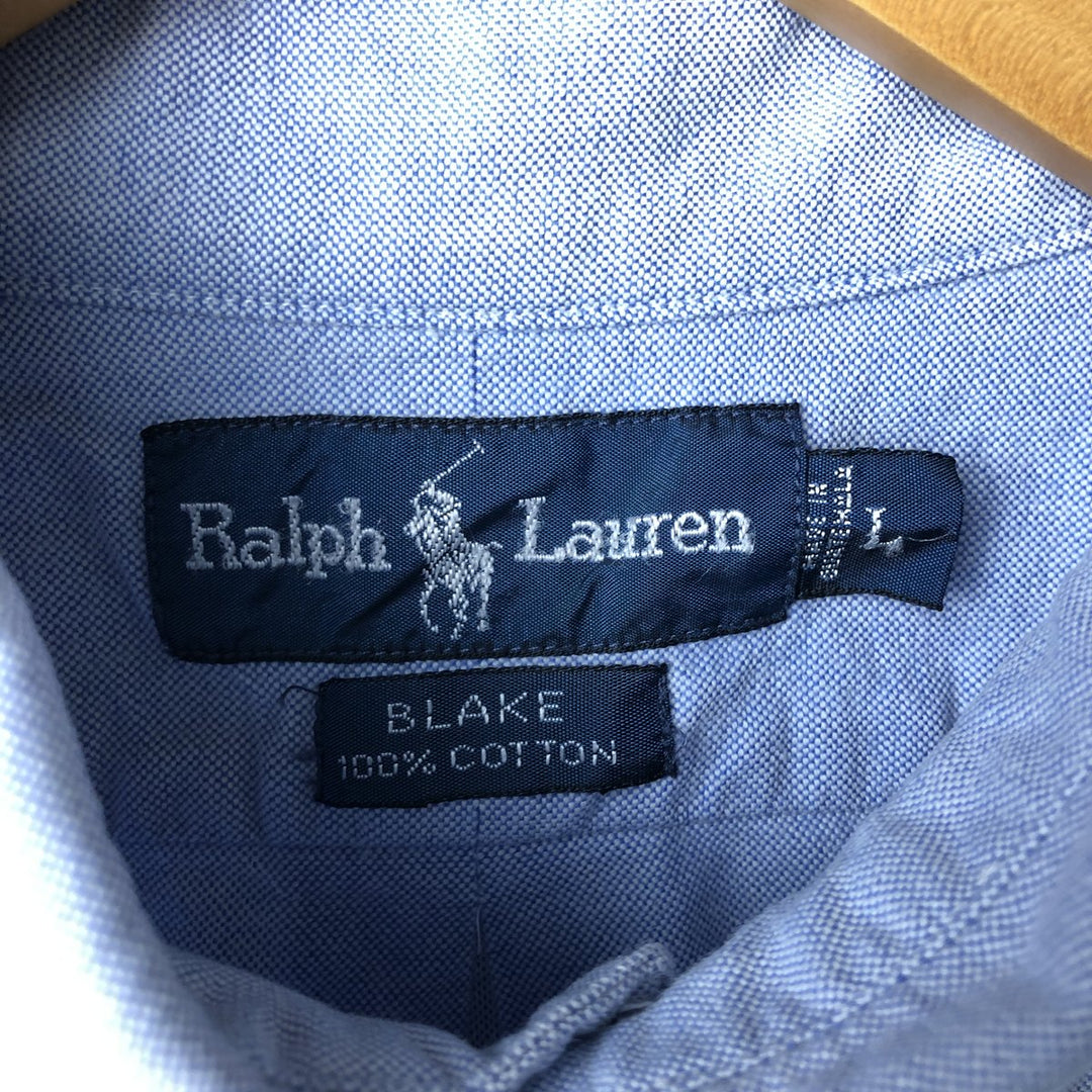 Ralph Lauren BLAKE long sleeve button down shirt, men's size L cotton Blue type light blue Vintage Second Hand