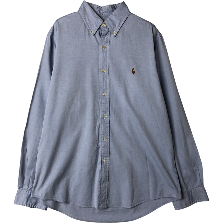 Ralph Lauren CUSTOM FIT long sleeve button down shirt, men's size L cotton Blue type light blue Vintage Second Hand