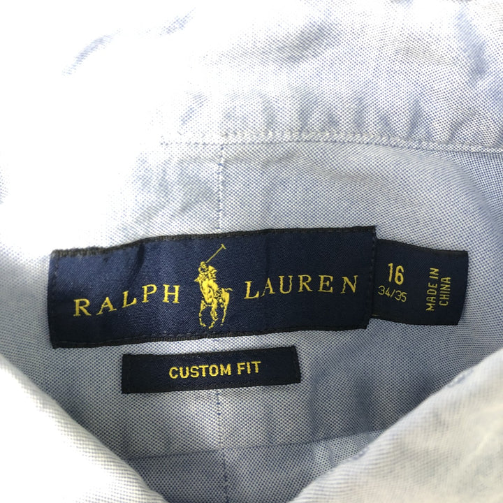 Ralph Lauren CUSTOM FIT long sleeve button down shirt, men's size L cotton Blue type light blue Vintage Second Hand