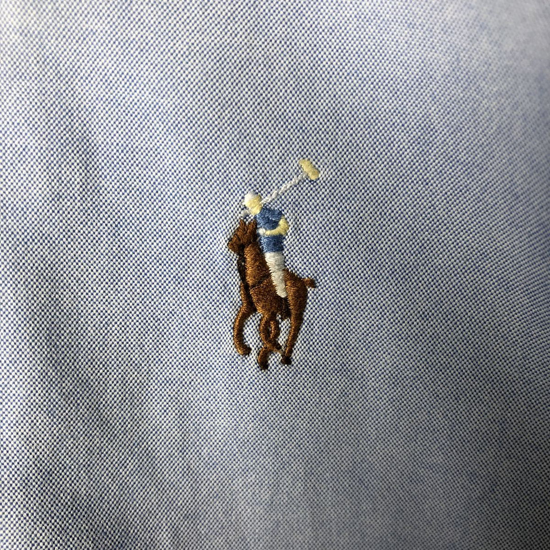 Ralph Lauren CUSTOM FIT long sleeve button down shirt, men's size L cotton Blue type light blue Vintage Second Hand