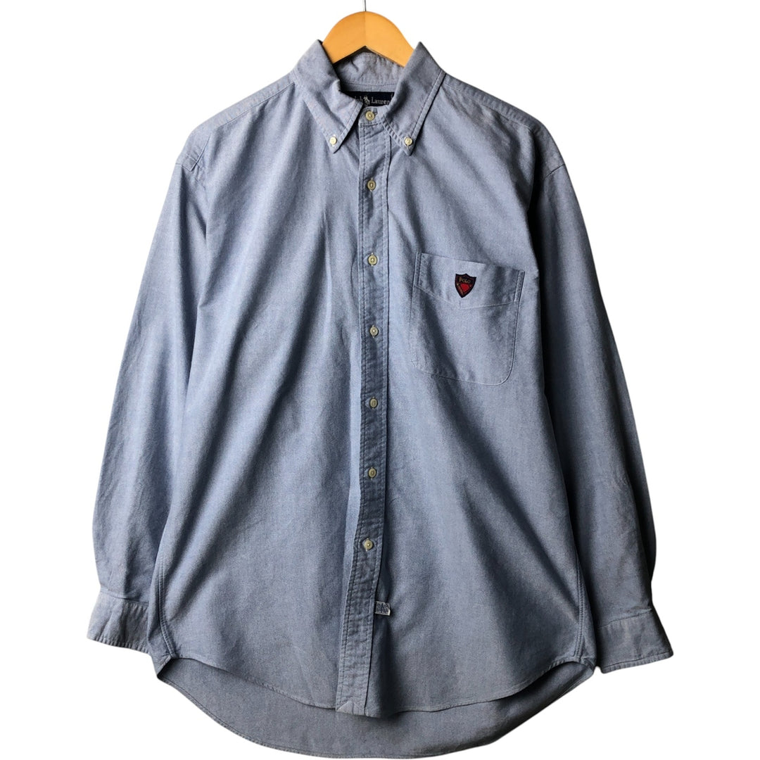 Ralph Lauren long sleeve button down shirt, men's size M cotton Blue type light blue Vintage Second Hand