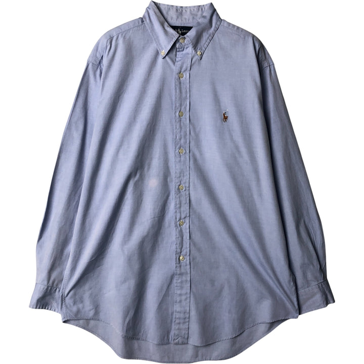 Ralph Lauren YARMOUTH long sleeve button down shirt, men's size M cotton Blue type light blue Vintage Second Hand