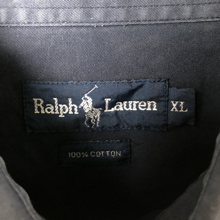 Ralph Lauren long-sleeved hidden button-down shirt, men's size XL cotton navy blue type Vintage Second Hand