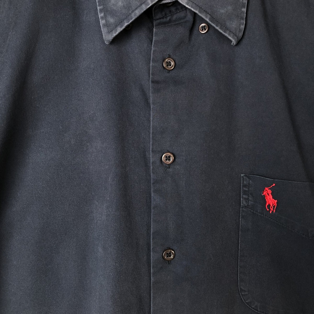 Ralph Lauren long-sleeved hidden button-down shirt, men's size XL cotton navy blue type Vintage Second Hand