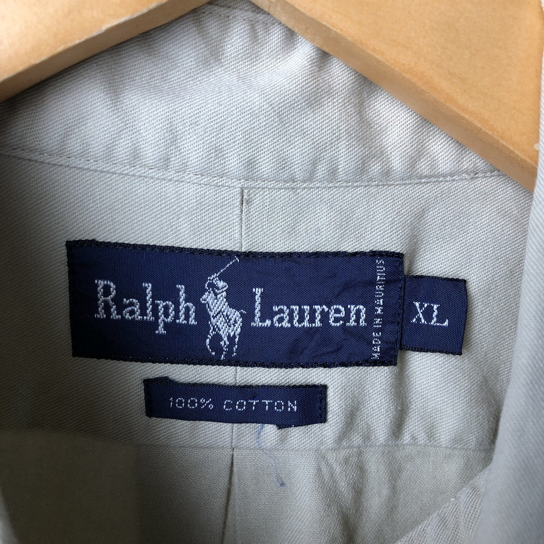 Ralph Lauren long sleeve button down shirt, men's XL size cotton Beige type Vintage Second Hand