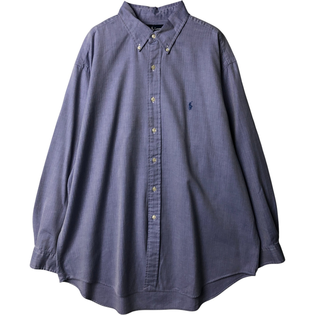 Ralph Lauren YARMOUTH Herringbone Long Sleeve Button Down Shirt Men's XL cotton blue type Vintage Second Hand