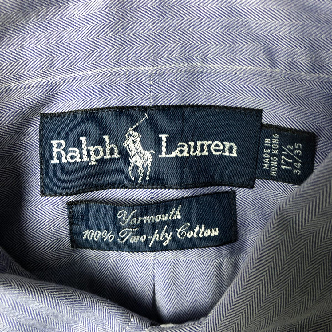 Ralph Lauren YARMOUTH Herringbone Long Sleeve Button Down Shirt Men's XL cotton blue type Vintage Second Hand